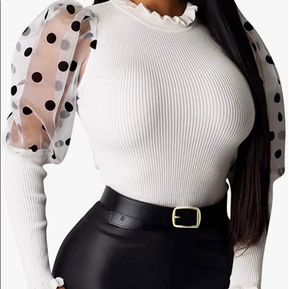 Casual Puff Sleeve Turtleneck Top